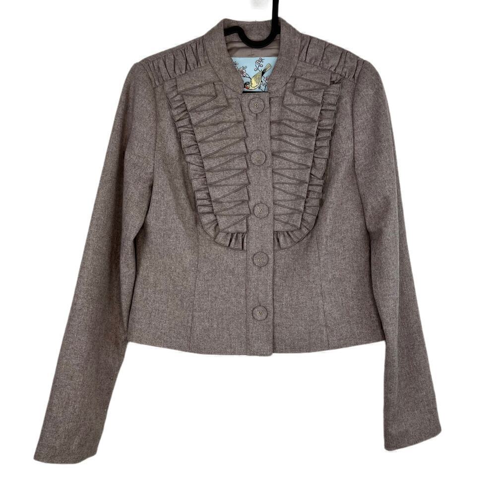 Tabitha by Anthropologie Wool Blend Blazer Size 2 Pleated As You Please Corpcore